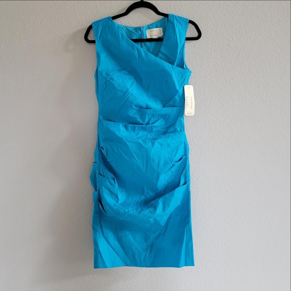 Nicole Miller Blue Asymmetrical Cocktail Dress